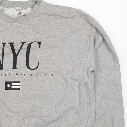 Pull&Bear Women’s Grey M NYC Graphic Fleece Crew Neck Sweatshirt