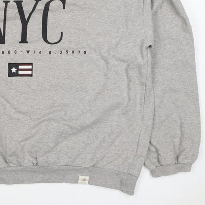 Pull&Bear Women’s Grey M NYC Graphic Fleece Crew Neck Sweatshirt