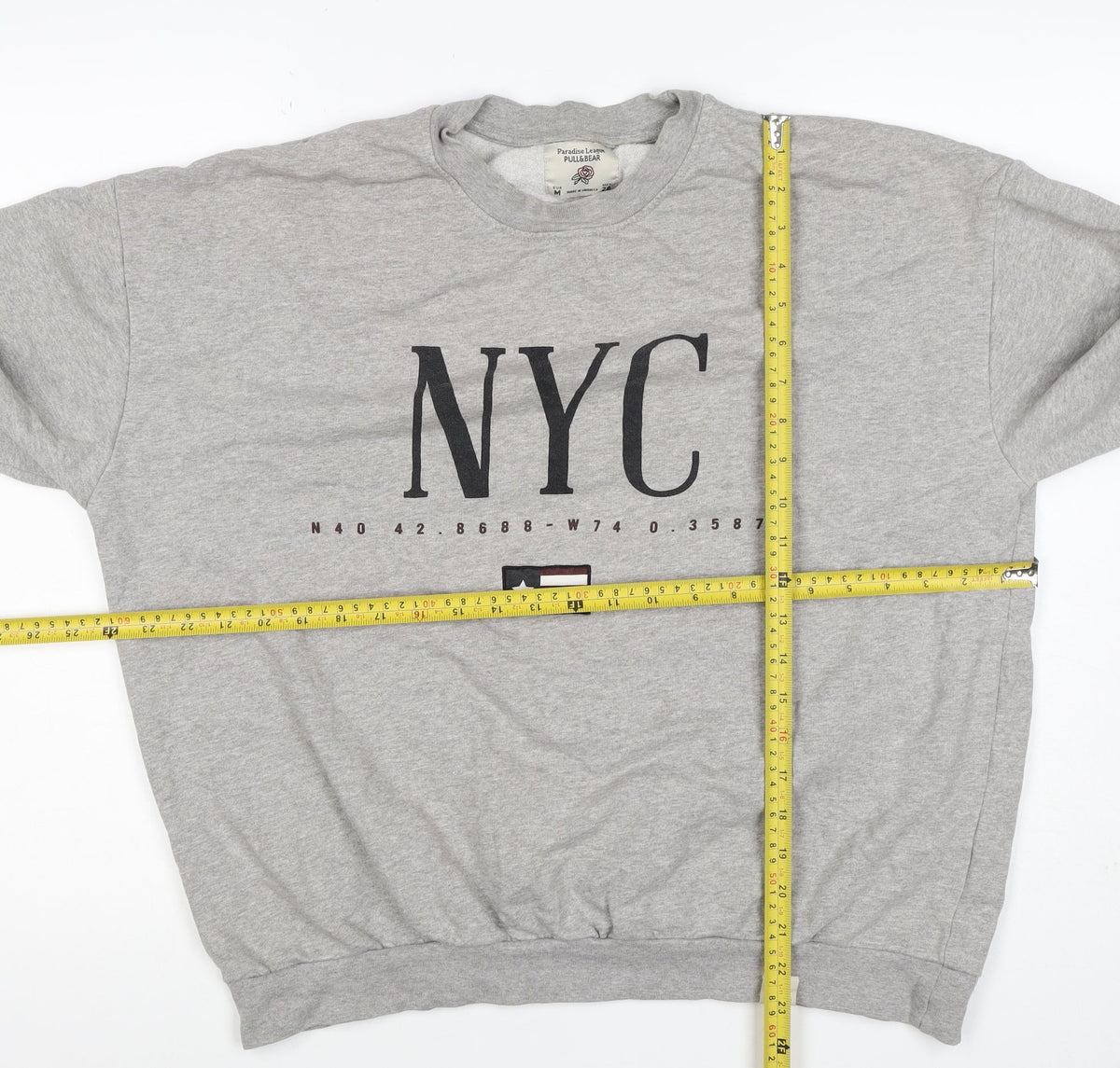 Pull&Bear Women’s Grey M NYC Graphic Fleece Crew Neck Sweatshirt