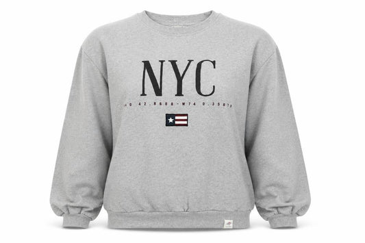 Pull&Bear Women’s Grey M NYC Graphic Fleece Crew Neck Sweatshirt