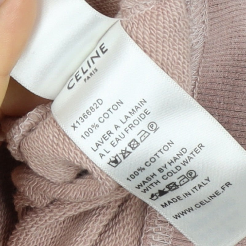 Celine Women’s Pink M Logo Pullover Hoodie Cotton Drawstring