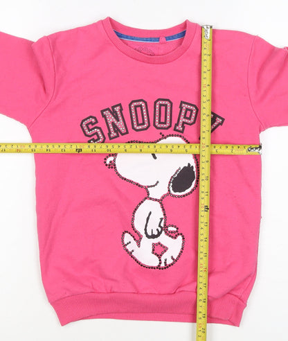 Snoopy Girls Pink 9-10 Years Pullover Sweatshirt Rhinestone Peanuts