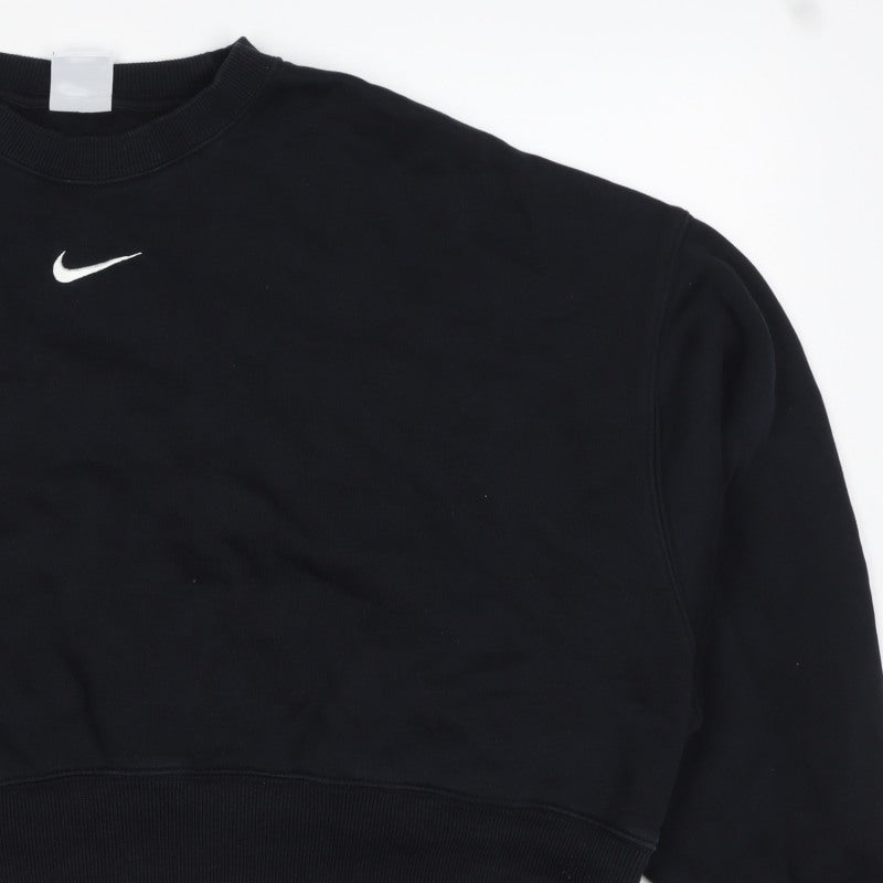 Nike Women Black S Pullover Sweatshirt Crew Neck Logo Long Sleeve