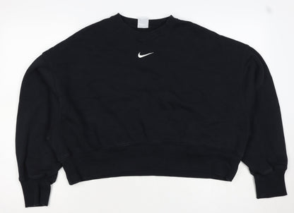 Nike Women Black S Pullover Sweatshirt Crew Neck Logo Long Sleeve