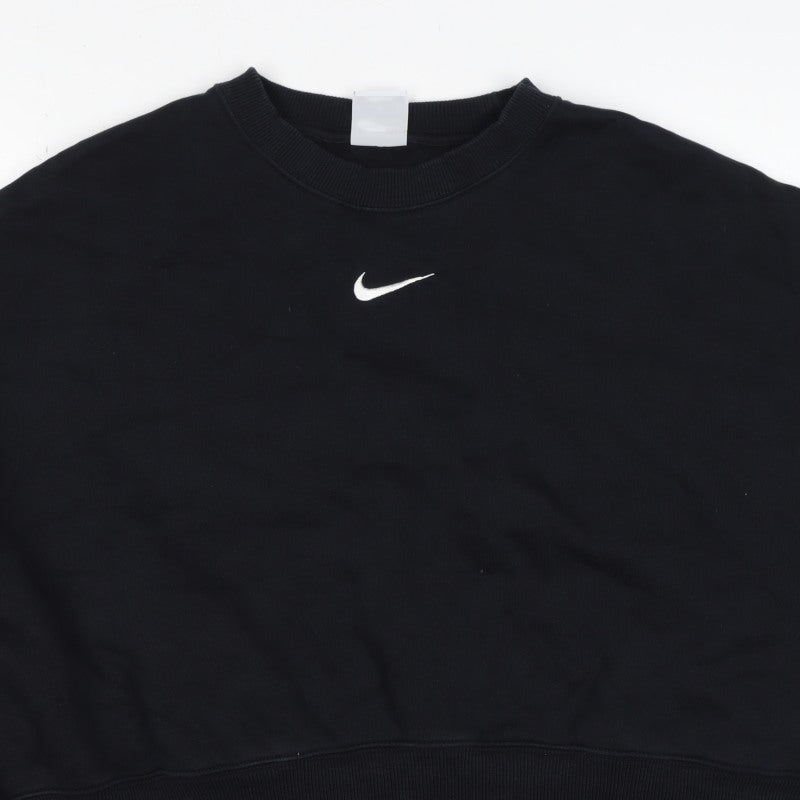 Nike Women Black S Pullover Sweatshirt Crew Neck Logo Long Sleeve