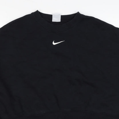 Nike Women Black S Pullover Sweatshirt Crew Neck Logo Long Sleeve