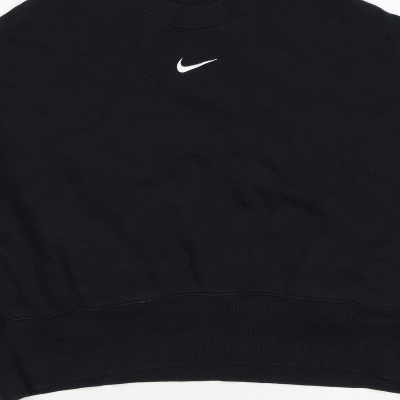 Nike Women Black S Pullover Sweatshirt Crew Neck Logo Long Sleeve