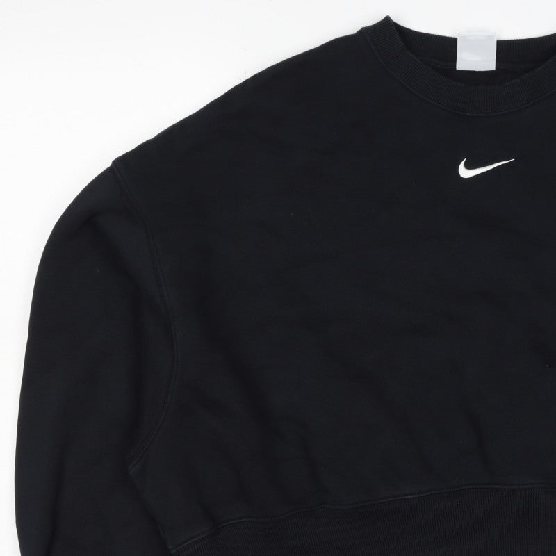 Nike Women Black S Pullover Sweatshirt Crew Neck Logo Long Sleeve