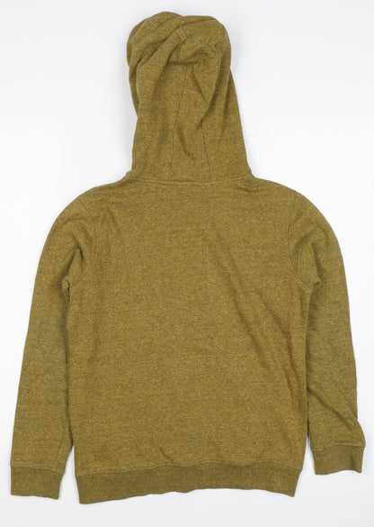 M&S Boys Green 7-8 Years Pullover Hoodie Logo Print Pockets