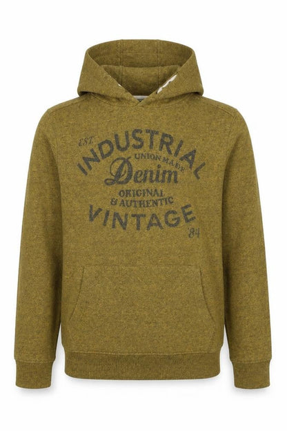 M&S Boys Green 7-8 Years Pullover Hoodie Logo Print Pockets