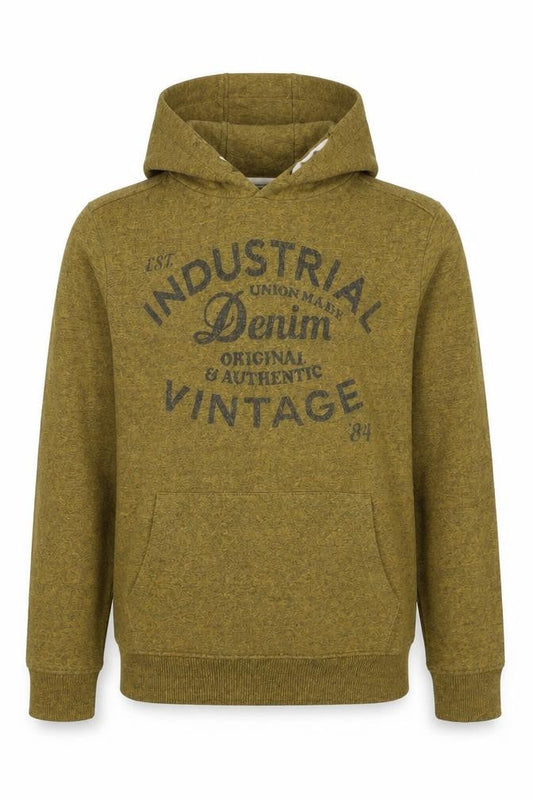 Front view of M&S boys’ green 7-8 years pullover hoodie logo print pockets