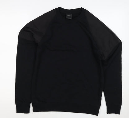 Outfitters Men’s Black M Crew Neck Pullover Sweatshirt Contrast Sleeves