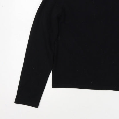 Zara Women Black L Mock Neck Beaded Rhinestone Long Sleeve Knit Top