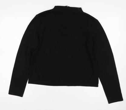 Zara Women Black L Mock Neck Beaded Rhinestone Long Sleeve Knit Top