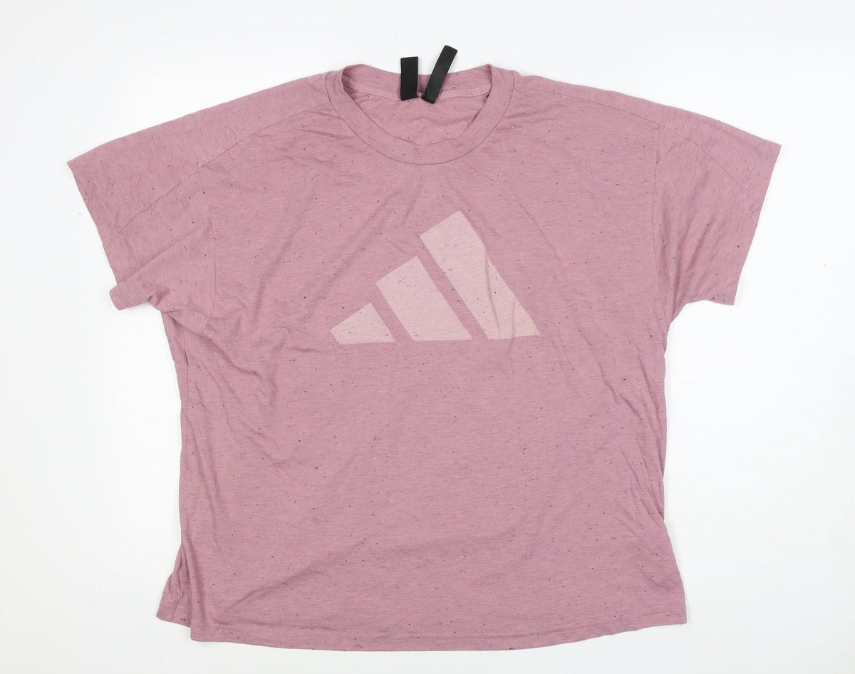 adidas Women Pink UK 20 Speckled Logo Raglan Jersey T-Shirt