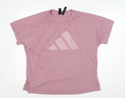 adidas Women Pink UK 20 Speckled Logo Raglan Jersey T-Shirt