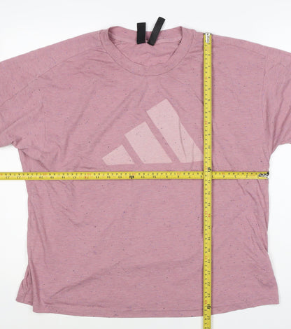 adidas Women Pink UK 20 Speckled Logo Raglan Jersey T-Shirt