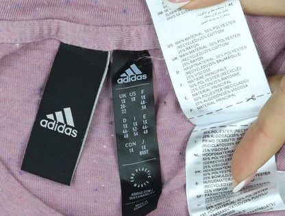 adidas Women Pink UK 20 Speckled Logo Raglan Jersey T-Shirt