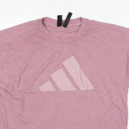 adidas Women Pink UK 20 Speckled Logo Raglan Jersey T-Shirt