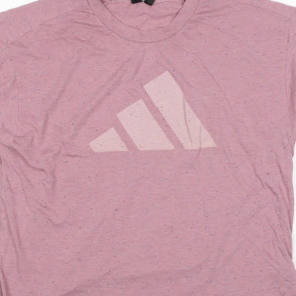 adidas Women Pink UK 20 Speckled Logo Raglan Jersey T-Shirt