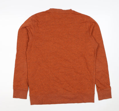 Jack & Jones Men's Orange S Crew Neck Logo Fleece Sweatshirt