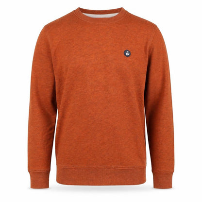 Jack & Jones Men's Orange S Crew Neck Logo Fleece Sweatshirt