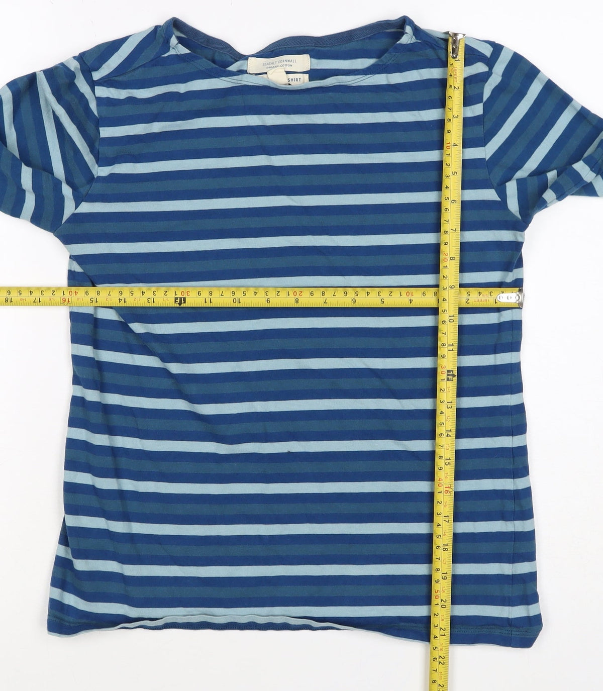 Seasalt Cornwall Women’s Blue Stripe Organic Cotton Jersey Top UK 10