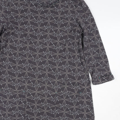 White Stuff Women Grey Geometric Print UK 12 Shift Dress Pockets