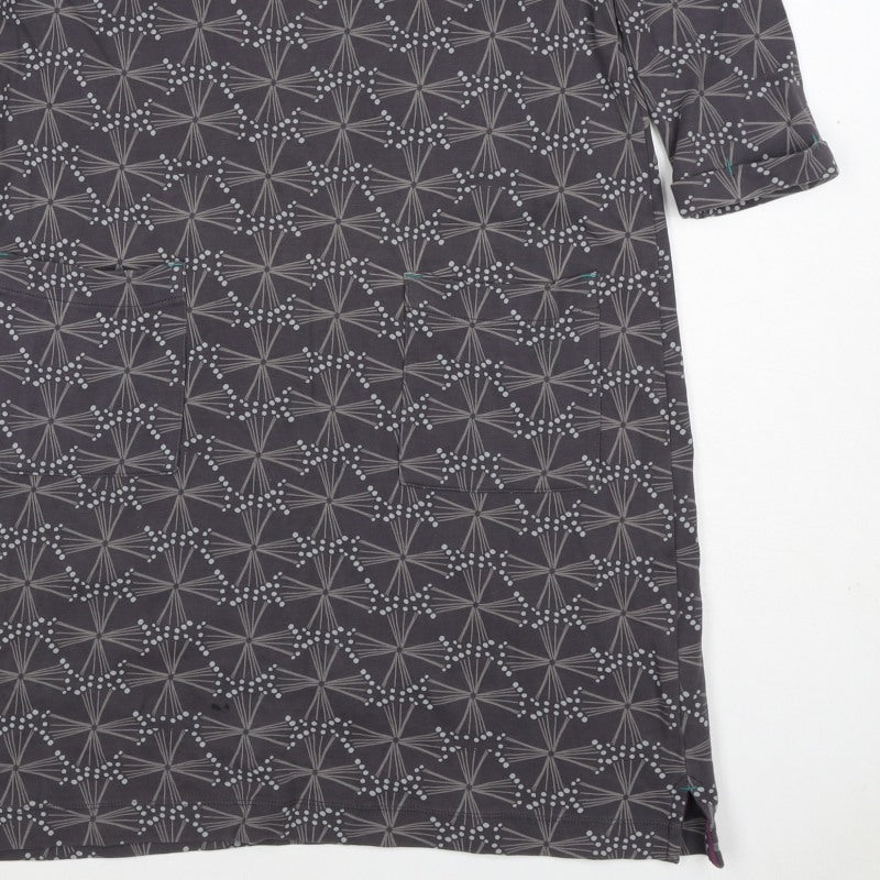 White Stuff Women Grey Geometric Print UK 12 Shift Dress Pockets