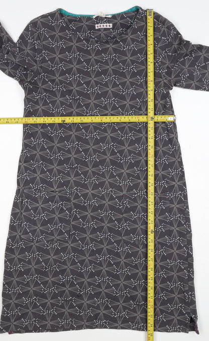 White Stuff Women Grey Geometric Print UK 12 Shift Dress Pockets
