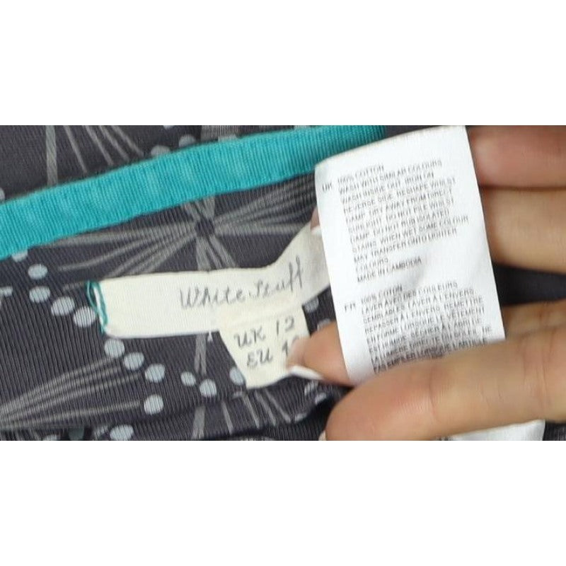 White Stuff Women Grey Geometric Print UK 12 Shift Dress Pockets