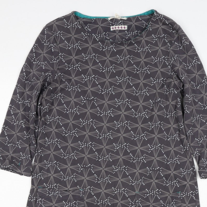 White Stuff Women Grey Geometric Print UK 12 Shift Dress Pockets