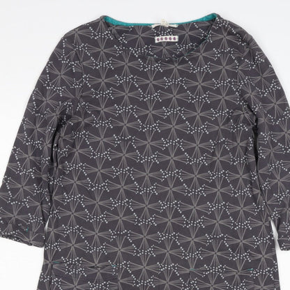 White Stuff Women Grey Geometric Print UK 12 Shift Dress Pockets