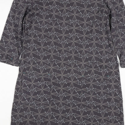 White Stuff Women Grey Geometric Print UK 12 Shift Dress Pockets