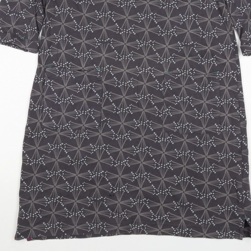 White Stuff Women Grey Geometric Print UK 12 Shift Dress Pockets