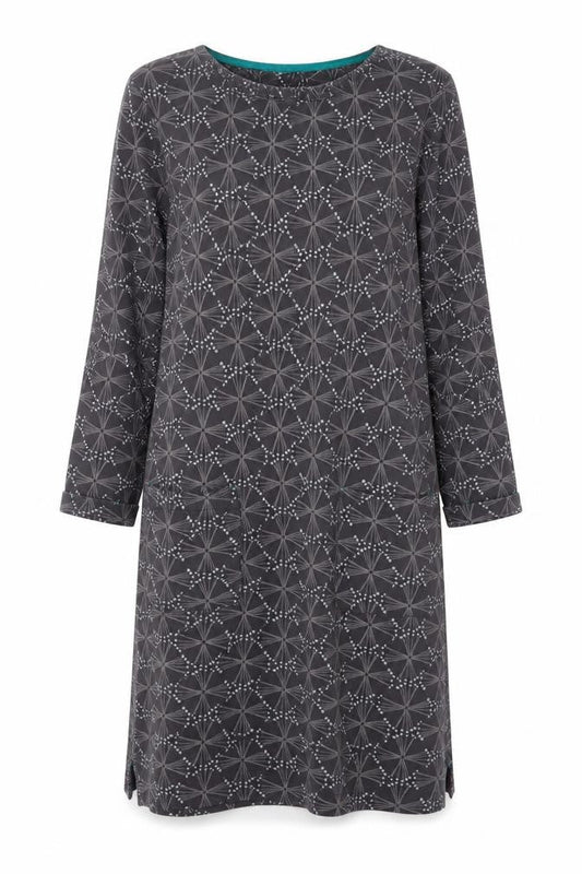 White Stuff Women Grey Geometric Print UK 12 Shift Dress Pockets