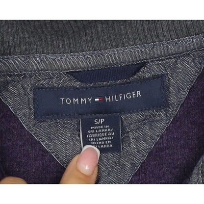 Tommy Hilfiger Men Purple S 1/4 Zip High Neck Cotton Blend Sweatshirt