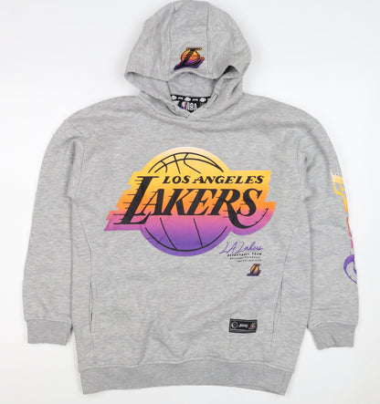 NBA LA Lakers Boys Grey Pullover Hoodie 12-13 Years Graphic Print