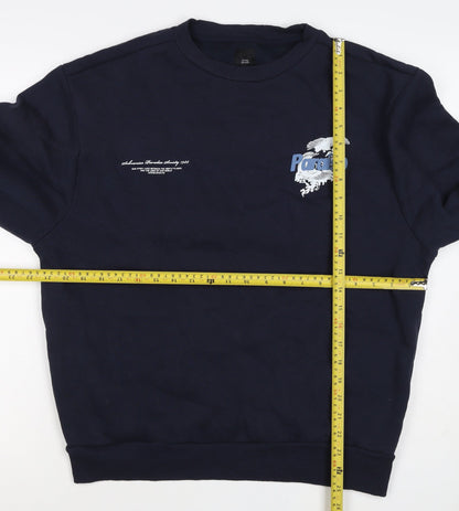 River Island Men’s Navy M Pullover Sweatshirt Graphic Bird Print