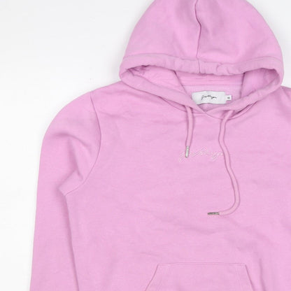 Hype Women’s Pink Logo Hooded Pullover Hoodie UK 10 Cotton Blend