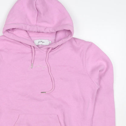 Hype Women’s Pink Logo Hooded Pullover Hoodie UK 10 Cotton Blend