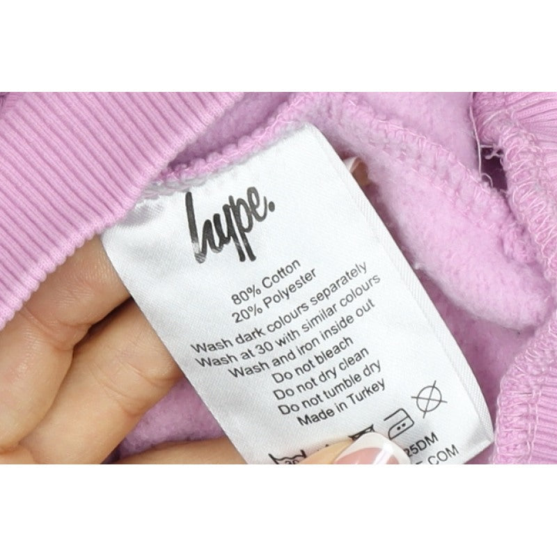 Hype Women’s Pink Logo Hooded Pullover Hoodie UK 10 Cotton Blend