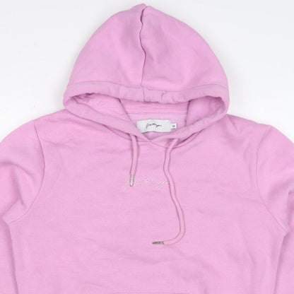 Hype Women’s Pink Logo Hooded Pullover Hoodie UK 10 Cotton Blend