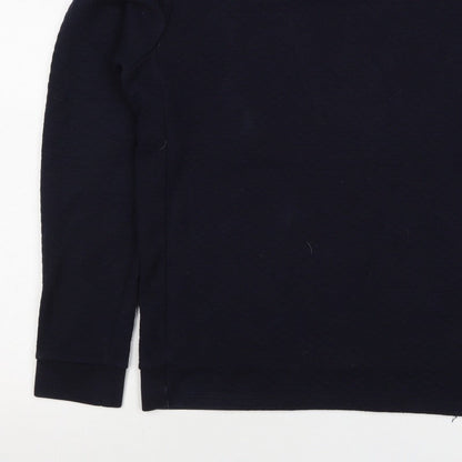 Reiss Men’s Navy Blue L Quilted Crew Neck Pullover Sweatshirt