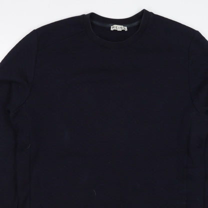 Reiss Men’s Navy Blue L Quilted Crew Neck Pullover Sweatshirt