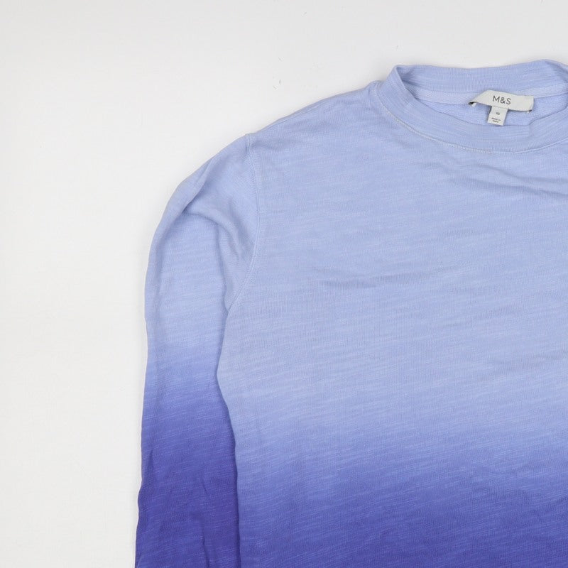 Marks & Spencer Women Blue XS Ombre Crew Neck Pullover Sweatshirt