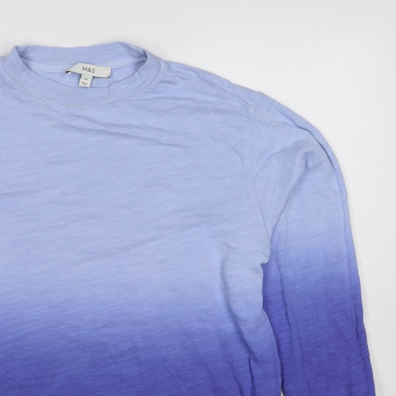 Marks & Spencer Women Blue XS Ombre Crew Neck Pullover Sweatshirt