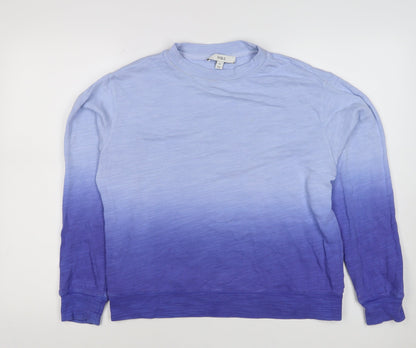 Marks & Spencer Women Blue XS Ombre Crew Neck Pullover Sweatshirt