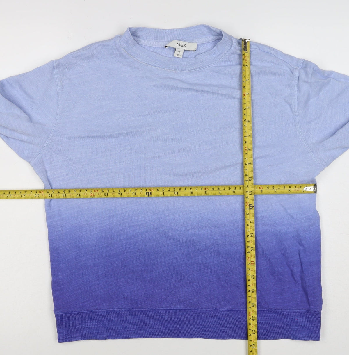 Marks & Spencer Women Blue XS Ombre Crew Neck Pullover Sweatshirt