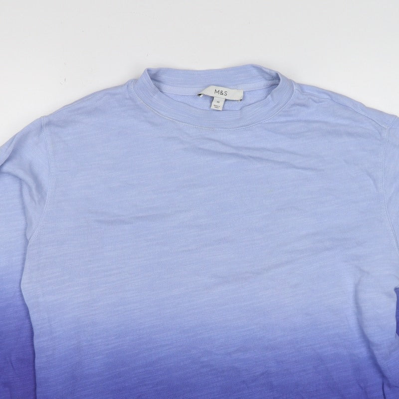 Marks & Spencer Women Blue XS Ombre Crew Neck Pullover Sweatshirt
